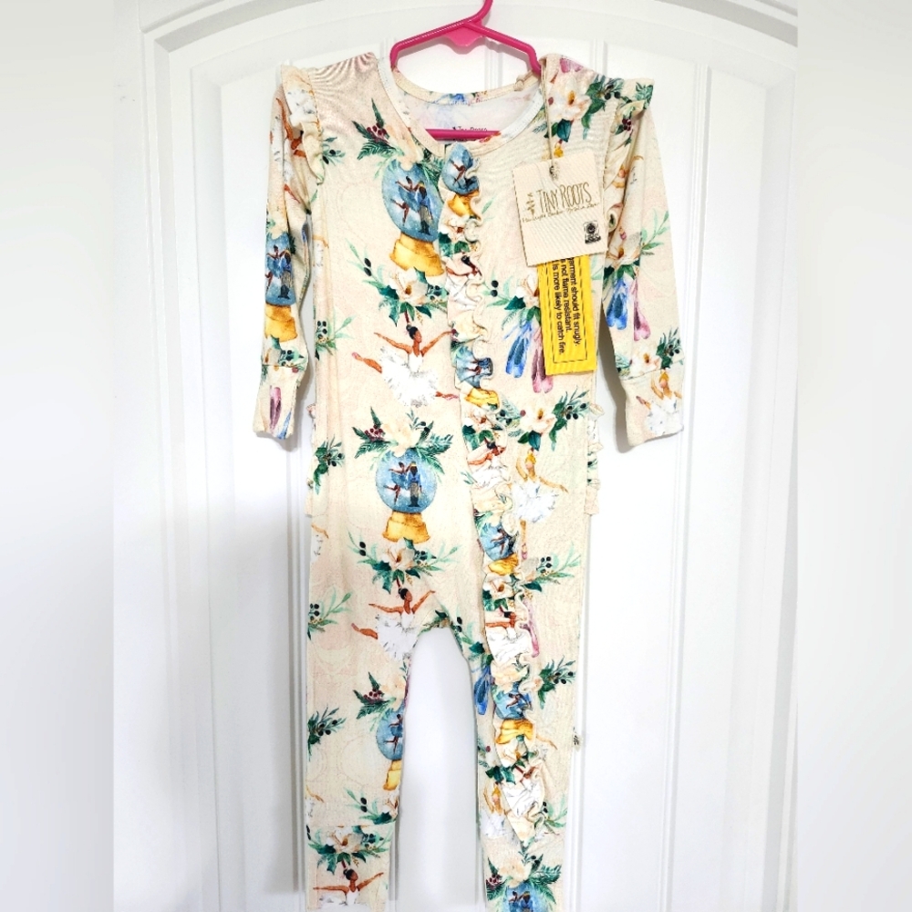 Tiny Revival Company Bamboo Zip-up Pajamas Baby Girl Size 18/24 Months NWT